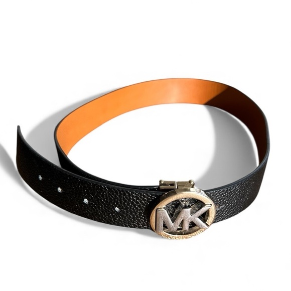 Michael Kors Reversible Leather Belt Black/Brown Two-Tone MK Logo Buckle main image 4